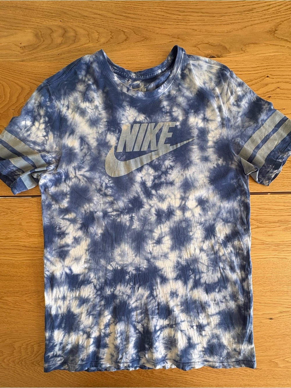 Nike Graphic T Shirt Mens L Blue Tie Dye Acid Wash Futura Logo Athletic Cut